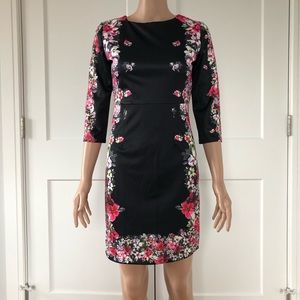 ASOS The Style London Black Floral Pencil Dress XS